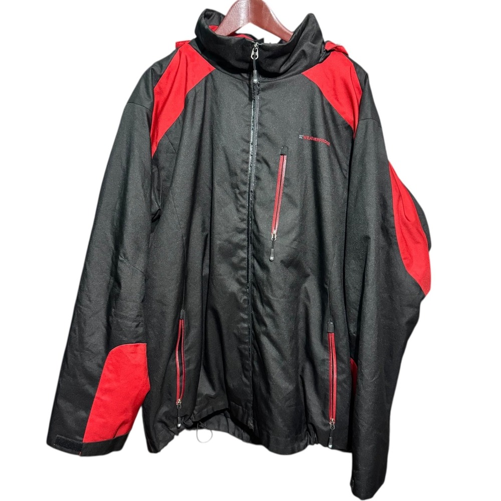 weatherproof 32 degrees Full Zip Jacket Mens 2X Red Black Hoodie Rain coat